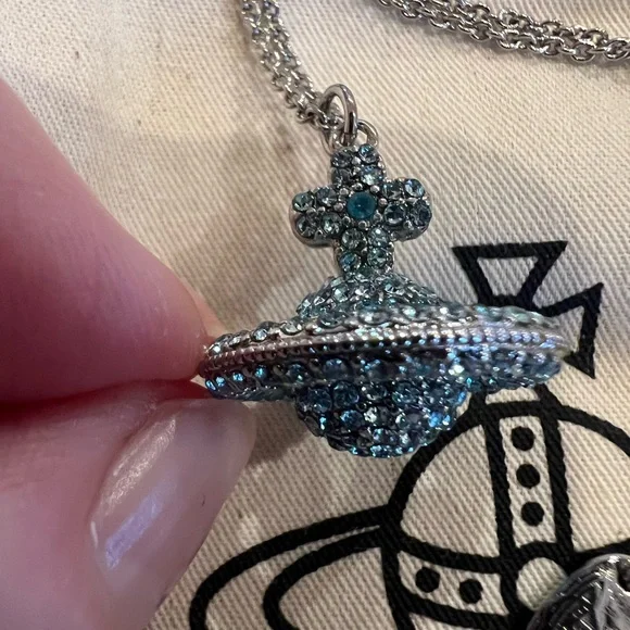 Vivienne Westwood Silver and Blue Crystal Pendant - Picture 2 of 7